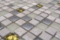 Preview: Mosaique de verre Pierre naturelle gris clair brillant gold cream structure 92-HQ12