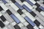 Preview: Mosaik Verbundoptik Transluzent Crystal mix weiss grau schwarz glaenzend - 10 Mosaikblaetter