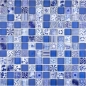 Mobile Preview: Glasmosaik Mosaikfliese Dunkelblau Weiß Mix Wand Fliesenspiegel Küche Dusche Bad - 74-0402