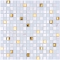 Preview: Mosaique de verre Pierre naturelle Rustique blanc or mat brillant - 92-640