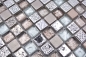 Preview: Mosaique de verre Pierre naturelle Resine Acier inoxydable Ornement rustique argent cream gris - 92-680