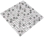 Preview: Mosaico cuadrado mosaico de vidrio mezcla de acero blanco mezcla de vidrio translucido acero inoxidable brillante