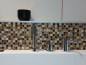 Preview: Mosaico cuadrado de vidrio mosaico de piedra mezcla beige marron translucido brillante