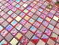 Preview: Mosaico cuadrado vidrio mosaico piedra acero mezcla rojo rosa oro mezcla translucido acero inoxidable brillante