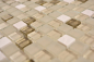 Preview: Mosaique Carre Mosaique de verre Pierre mix blanc mat or Mix translucide brillant