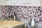 Preview: Piedra natural mosaico de vidrio gris con rojo brillante pared piso cocina bano ducha - 88-0409