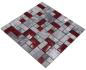 Preview: Mosaique Mix Optique Translucide Pierre grise avec rouge brillant - 10 feuilles de mosaique