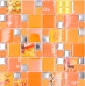 Mobile Preview: Glasmosaik Mosaikfliese Silber Tieforange Sonnengelb Fliesenspiegel - 88-0817