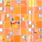 Preview: Mosaique de verre Carreau argente orange fonce jaune soleil - 88-0817