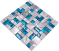 Preview: Mosaique combinaison mosaique de verre pierre mix gris avec bleu mix translucide aspect combine brillant