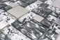 Preview: Mosaico combinacion vidrio mosaico acero mezcla negro estructura mezcla translucido acero inoxidable combinacion look plata brillante