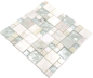 Preview: Pierre naturelle Mosaique de verre Marbre Carreaux de mosaique gris clair gris-vert blanc avec piqure Carreaux muraux - 88-MC639
