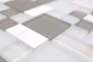 Preview: Mosaico combinacion vidrio mosaico piedra mezcla blanco mate gris mezcla translucido combinacion look