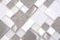 Preview: Mosaico combinacion vidrio mosaico piedra mezcla blanco mate gris mezcla translucido combinacion look