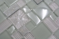 Preview: Naturstein Glasmosaik Mosaikfliesen klar grau anthrazit graugrün Struktur Fliesenspiegel Bad Küche - 88-MC669