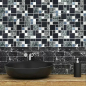 Preview: Combinacion de mosaico de vidrio mosaico de acero negro mezcla de vidrio translucido combinacion de acero inoxidable aspecto brillante