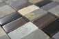 Preview: Plaquette Rectangle Mosaique de verre beige noir anthrcite pierre carrelage dosseret de cuisine salle de bain WC - 87-1312
