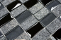 Preview: Mosaique Rectangle Mosaique de verre Pierre mix gris noir Mix translucide aspect croise brillant