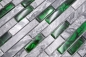 Preview: Mosaico compuesto de vidrio mosaico de piedra mezcla gris con verde mezcla translucida albanileria mirada brillante