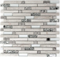 Preview: Mosaico di vetro pietra naturale tondini mosaico acciaio inox argento chiaro beige grigio bianco rivestimento parete cucina - 86-0108 - Kopie