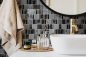 Preview: Mosaique multiformat Mosaique de verre Pierre EP mix gris noir Mix translucide multi-optique brillant