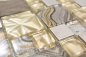 Preview: Combinacion de azulejos de mosaico de vidrio acero inoxidable oro marron beige con backsplash de azulejos de estructura - 88-1207