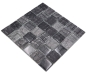 Preview: Mosaique Carre Mosaique de verre Petrified Forest black translucide aspect floral noir brillant
