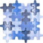 Mobile Preview: Glasmosaik Mosaikfliese PUZZLE Lichtblau Mittelblau Mix Fliesenspiegel - 88-PT01