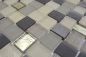 Preview: Mosaico rectangulo mosaico de vidrio mezcla de piedra mezcla rustica translucido aspecto trenzado blanco gris oxido mate
