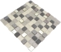 Preview: Mosaico rectangulo mosaico de vidrio mezcla de piedra mezcla rustica translucido aspecto trenzado blanco gris oxido mate