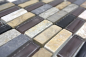 Preview: Piezas de mosaico Mezcla de piedras de mosaico de vidrio Aspecto translucido en cruz beige marron gris negro brillante