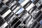 Preview: Mosaique de verre baguettes acier inoxydable noir argent graphite carreaux - 87-0301