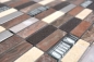 Preview: Mosaique rectangle Mosaique de verre Artificial Stein Alu EP mix beige marron Mix Translucide Composite aluminium aspect croise argent noir mat