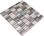 Preview: Mosaique rectangle mosaique de verre pierre mix brun clair mix translucide aspect croise argent gris brillant