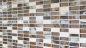 Preview: Mosaico rectangulo de vidrio mosaico de piedra mezcla marron translucido cruzado mirada de plata brillante