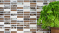 Preview: Mosaico rectangulo de vidrio mosaico de piedra mezcla marron translucido cruzado mirada de plata brillante
