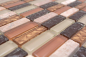 Preview: Mosaico rectangular tiras de mosaico de vidrio beige marron ocre naranja piedra natural backsplash - S87-1206