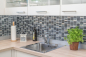 Preview: Mosaique rectangle mosaique de verre pierre mix noir mix translucide aspect croise argent gris brillant