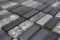 Preview: Mosaique rectangle mosaique de verre pierre mix noir mix translucide aspect croise argent gris brillant