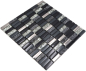 Preview: Mosaique rectangle mosaique de verre pierre mix noir mix translucide aspect croise argent gris brillant