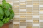 Preview: Plaquette Rectangle Carreaux Mosaique de verre Batonnets blancs or brun beige Pierre naturelle Marbre Carrelage Cuisine Mur - 87-1202