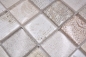 Preview: Mosaico cuadrado de vidrio mosaico de vida silvestre de color beige translucido mirada vida silvestre brillante