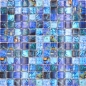 Preview: Mosaico Mosaico de vidrio cuadrado Wildlife azul Translucido Wildlife look azul brillante
