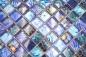 Preview: Mosaico Mosaico de vidrio cuadrado Wildlife azul Translucido Wildlife look azul brillante