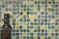 Preview: Mosaico cuadrado de vidrio mosaico vida silvestre verde translucido mirada verde brillante