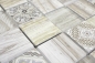 Preview: Mosaique imitation bois translucide Crystal creme brun brillant - 10 feuilles de mosaique