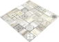Preview: Mosaique imitation bois translucide Crystal creme brun brillant - 10 feuilles de mosaique