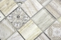 Preview: Mosaique imitation bois translucide Crystal creme brun brillant - 10 feuilles de mosaique