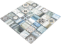 Preview: Mosaique imitation bois translucide Crystal bleu clair brillant - 10 feuilles de mosaique