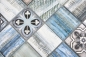 Preview: Mosaique imitation bois translucide Crystal bleu clair brillant - 10 feuilles de mosaique